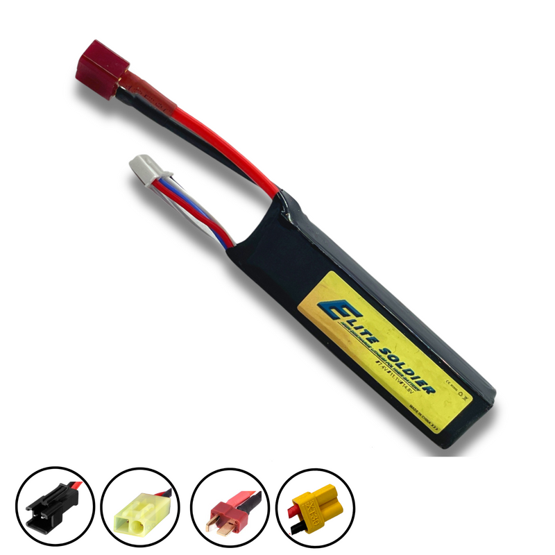 Elite Soldier 11.1V Short Cell High Discharge 2000 mAh Battery (Deans Plug,JST Plug, Mini Tamiya & XT30)
