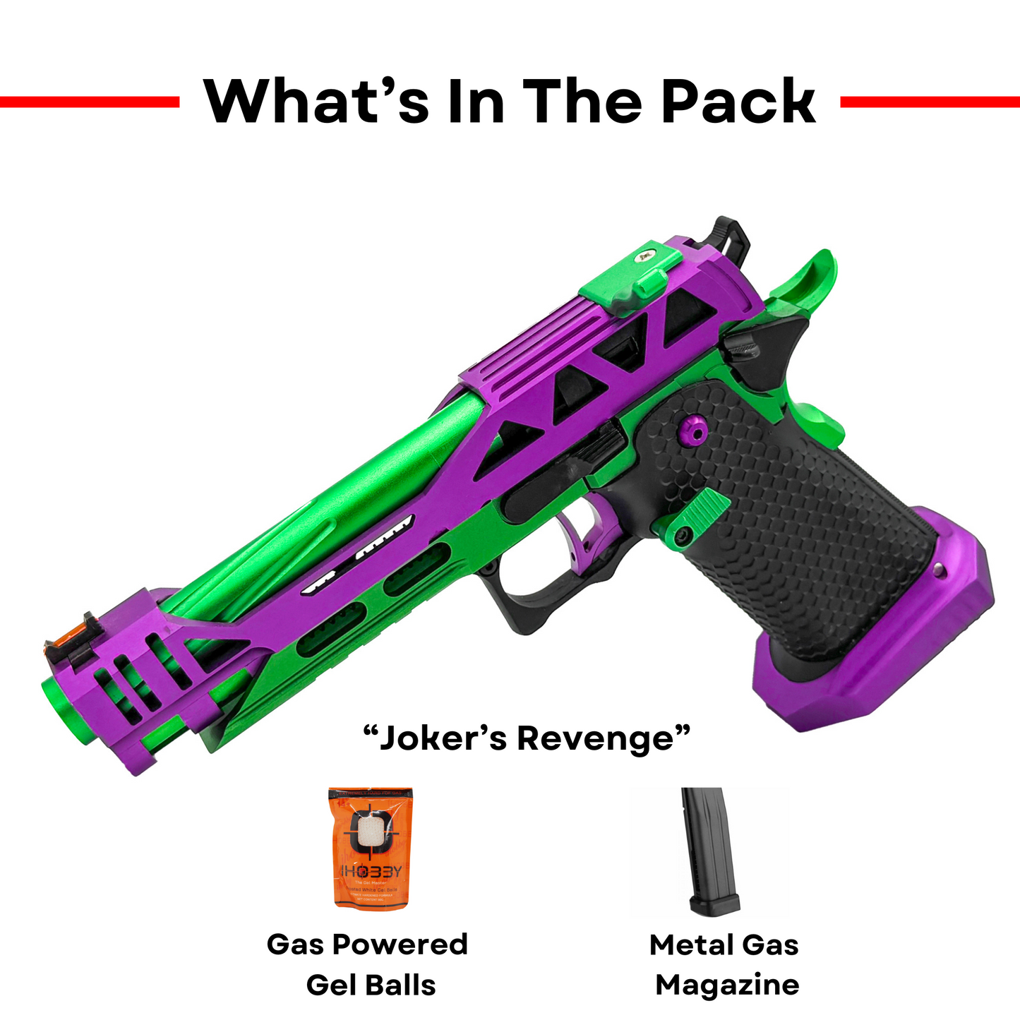 "Joker's Revenge" Metal Gas Blowback Competition Pistol - Gel Blaster
