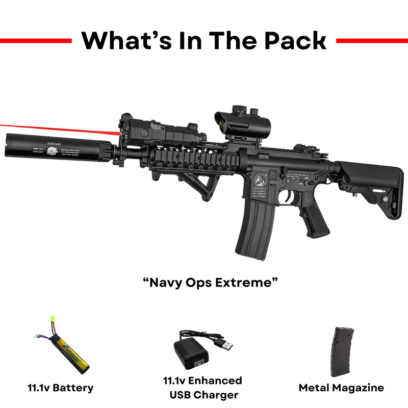 "Navy Ops Extreme" (Black) Double Bell Comp GBU Custom - Gel Blaster (Metal)