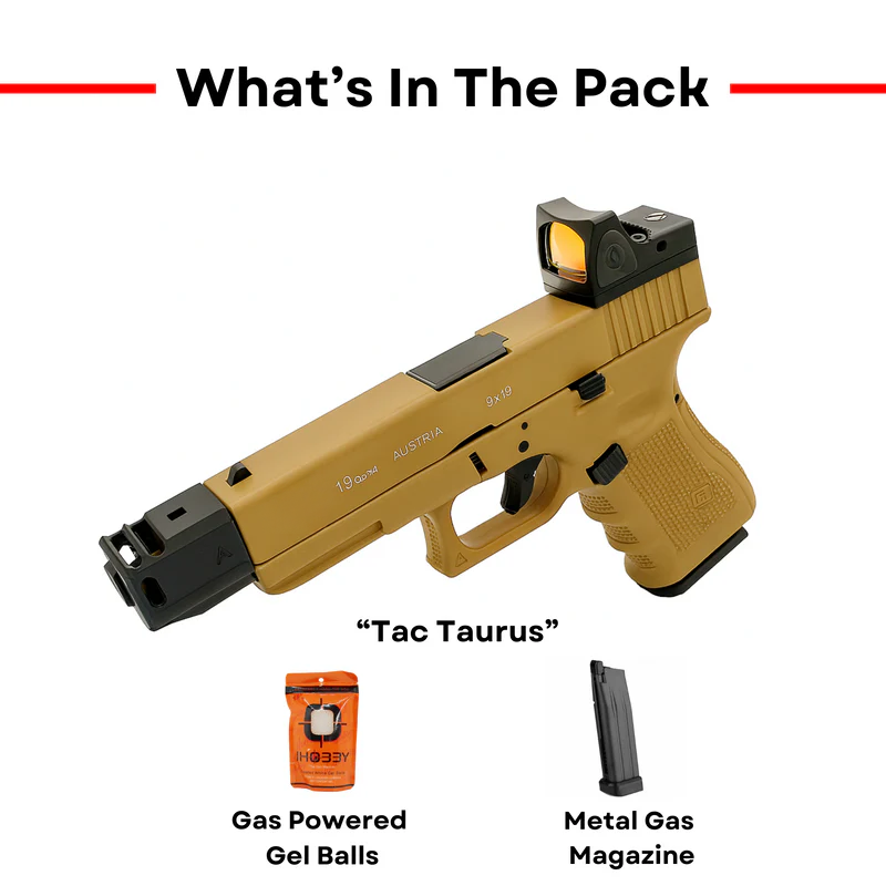 "Tac Taurus"  G19 Metal Green Gas Blowback Pistol - Gel Blaster