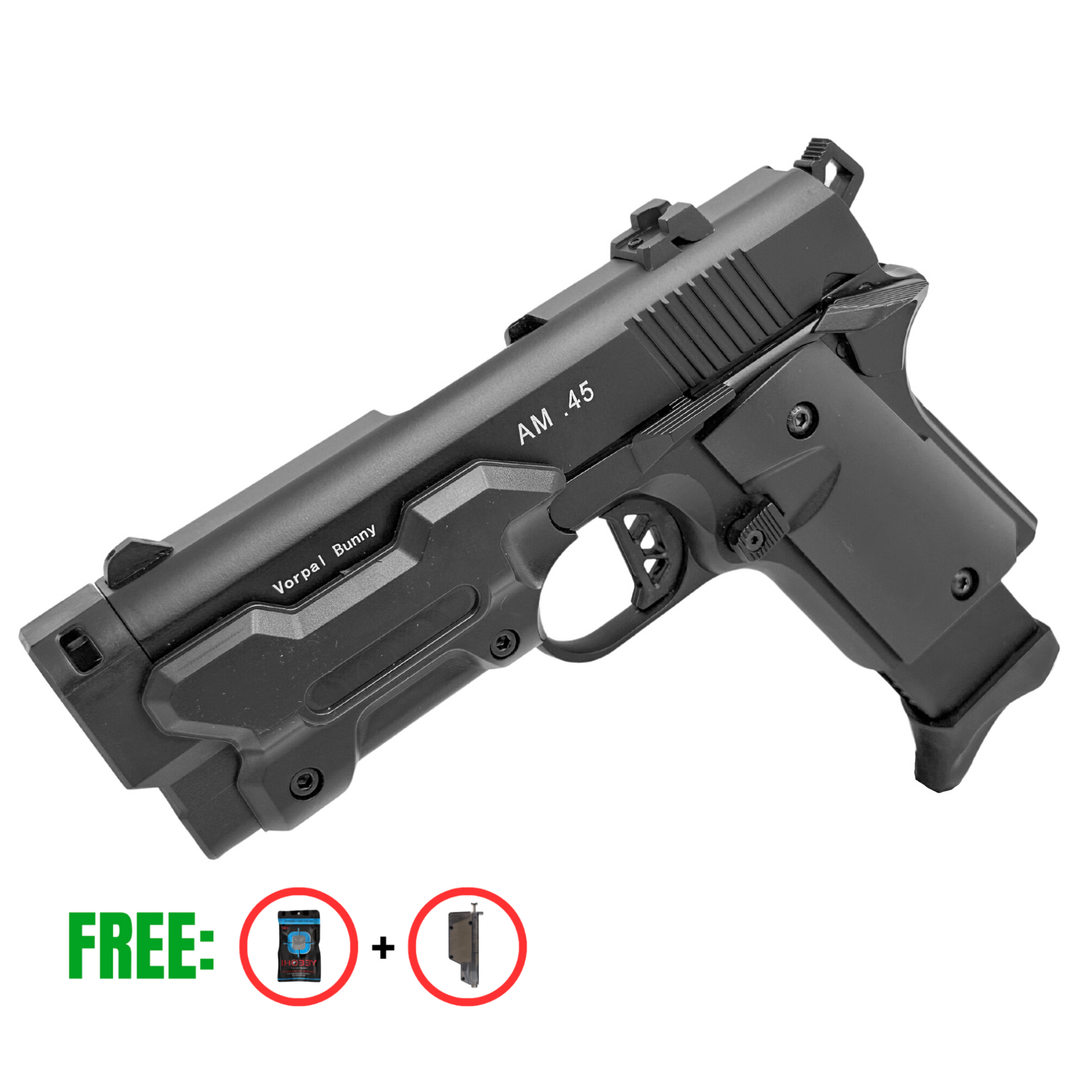 Double Bell Exclusive AM.45 Vorpal Bunny 1911 Green Gas Pistol 