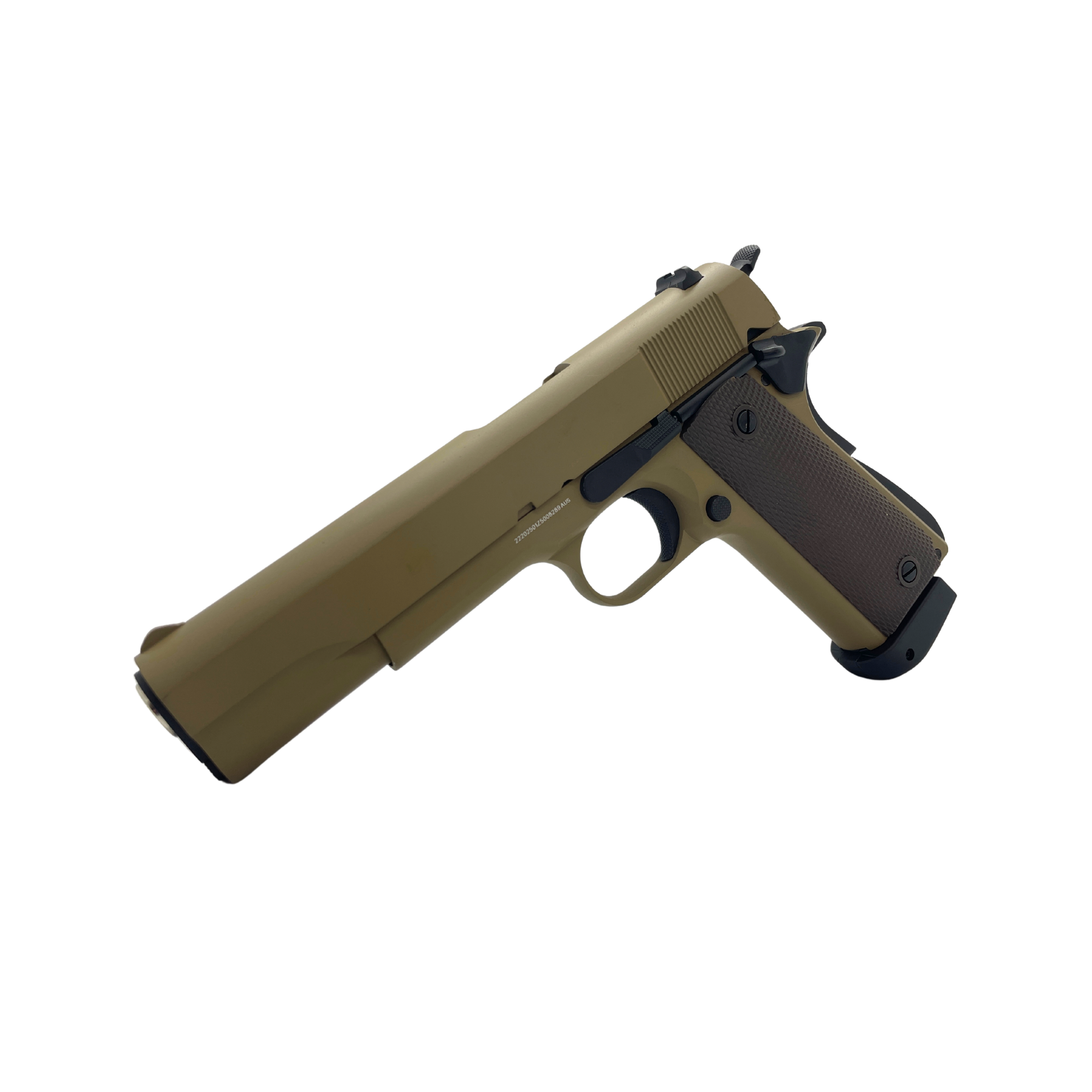PROP 3306 Gas Blow Back Pistol 1911 Tan  - Gel Blaster - Please be informed that this product is offered as a Semi-functional prop, primarily intended for use as spare parts or for modeling purposes.