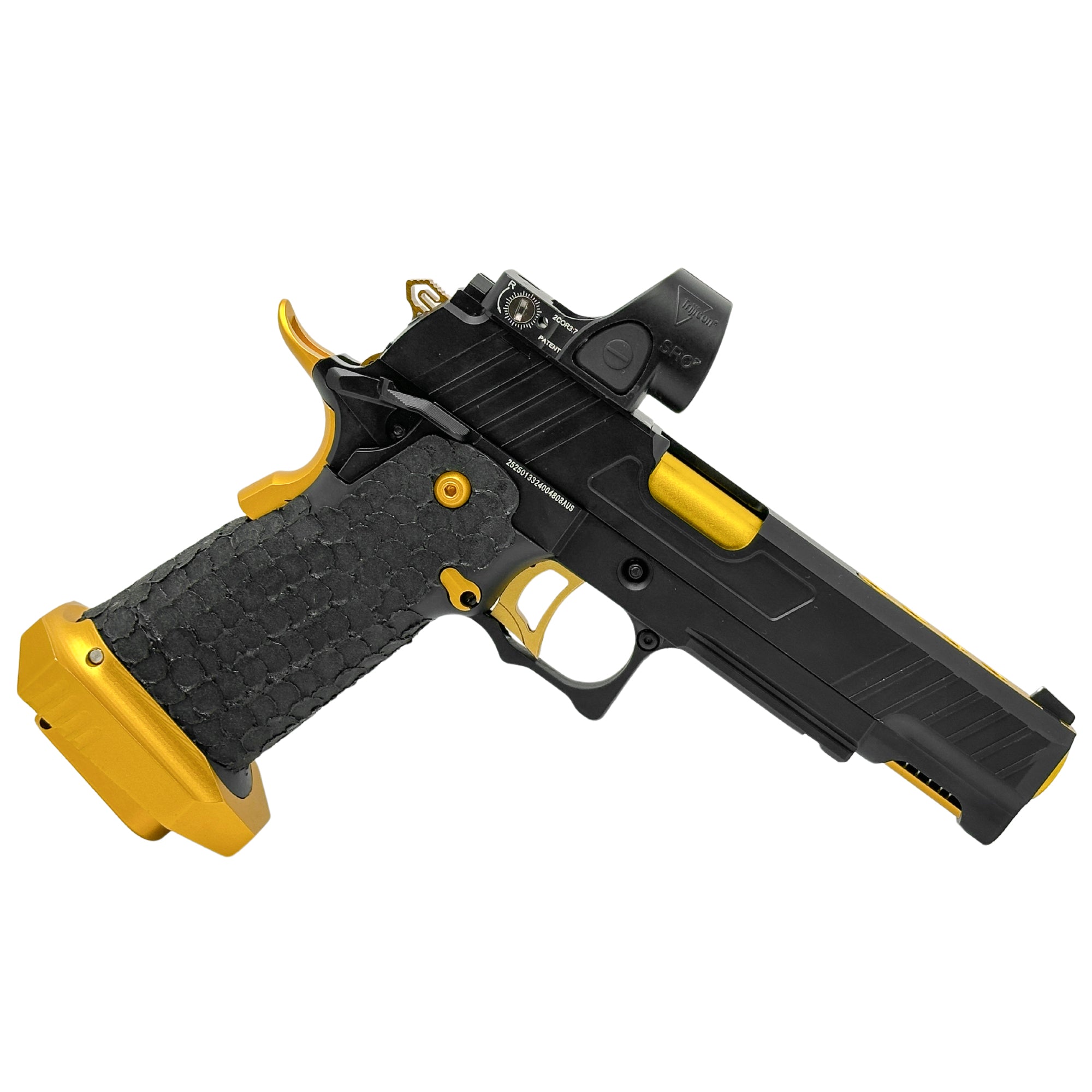 "Eagle Precision" 5.1 Competition Custom Hi-Capa - Gel Blaster (Metal) - Key Features - "Eagle Precision" Custom Pistol - New & Improved Platform & Performance - Aluminium Construction for lightweight competition gameplay - 30+ Meters shooting distance - Enhanced Performance with custom modifications for the ultimate experience.