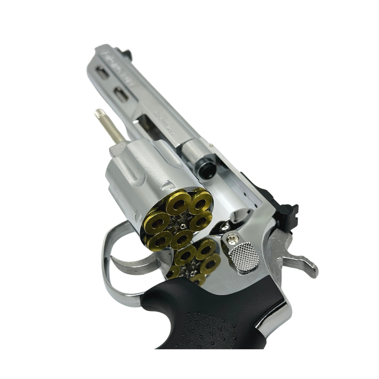 Chrome Double Bell 357 Green Gas Dirty Sanchez Revolver - Gel Blaster