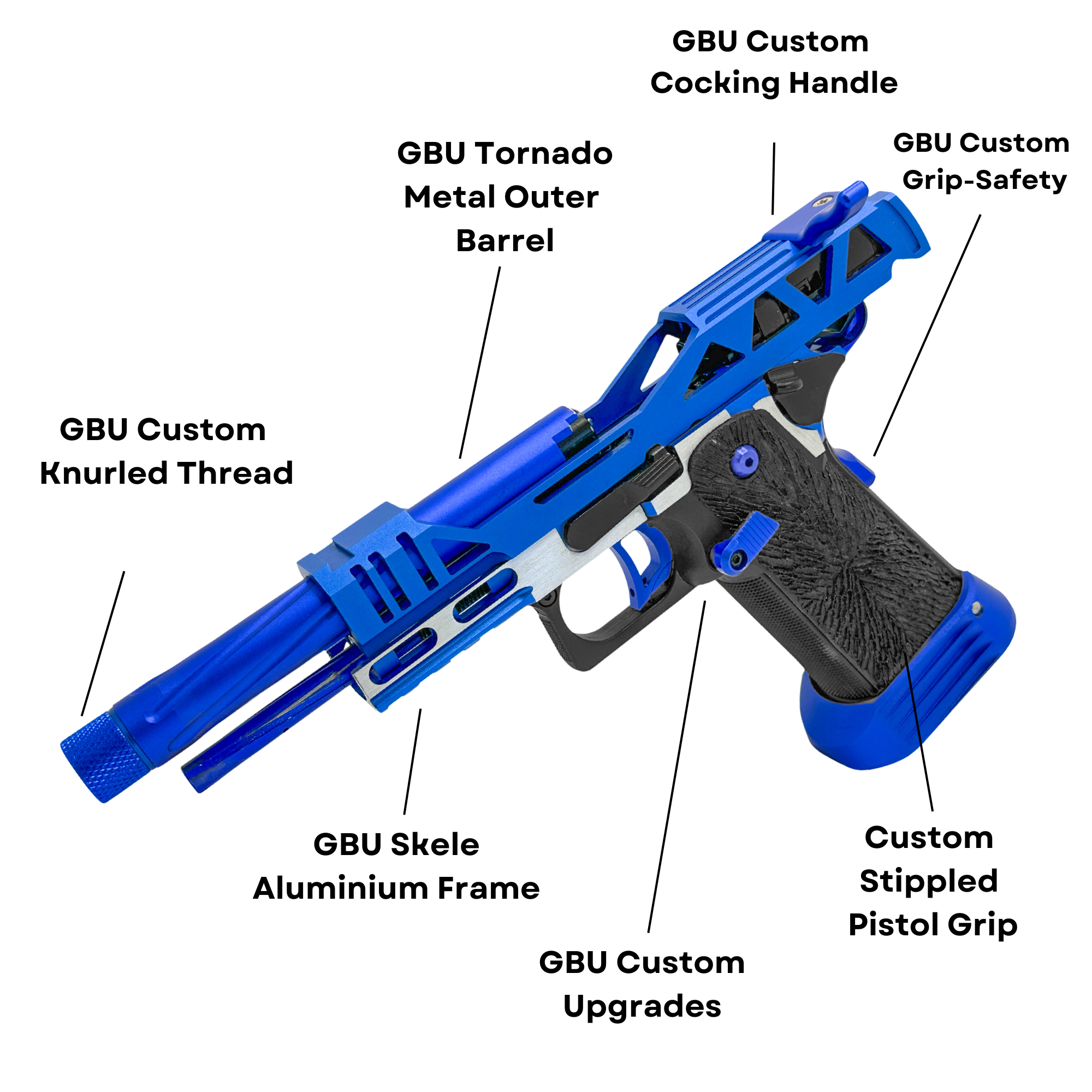 "Blue Magic" 5.1 Competition Custom Hi-Capa - Gel Blaster (Metal) - With superior construction and precision-engineered parts, it's unmatched in performance and agility.