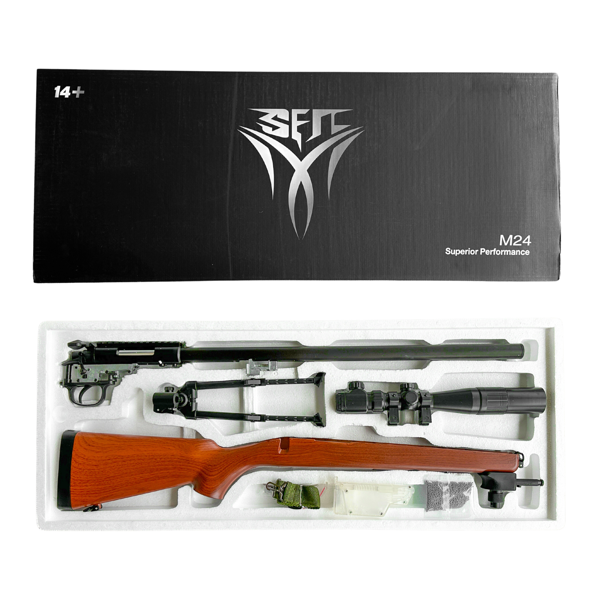 SY M24 Hybrid Metal Sniper Rifle - Gel Blaster - Coupled with a metal bipod and robust internal construction, the SENYU M24 stands as the ultimate choice in gel blaster snipers.