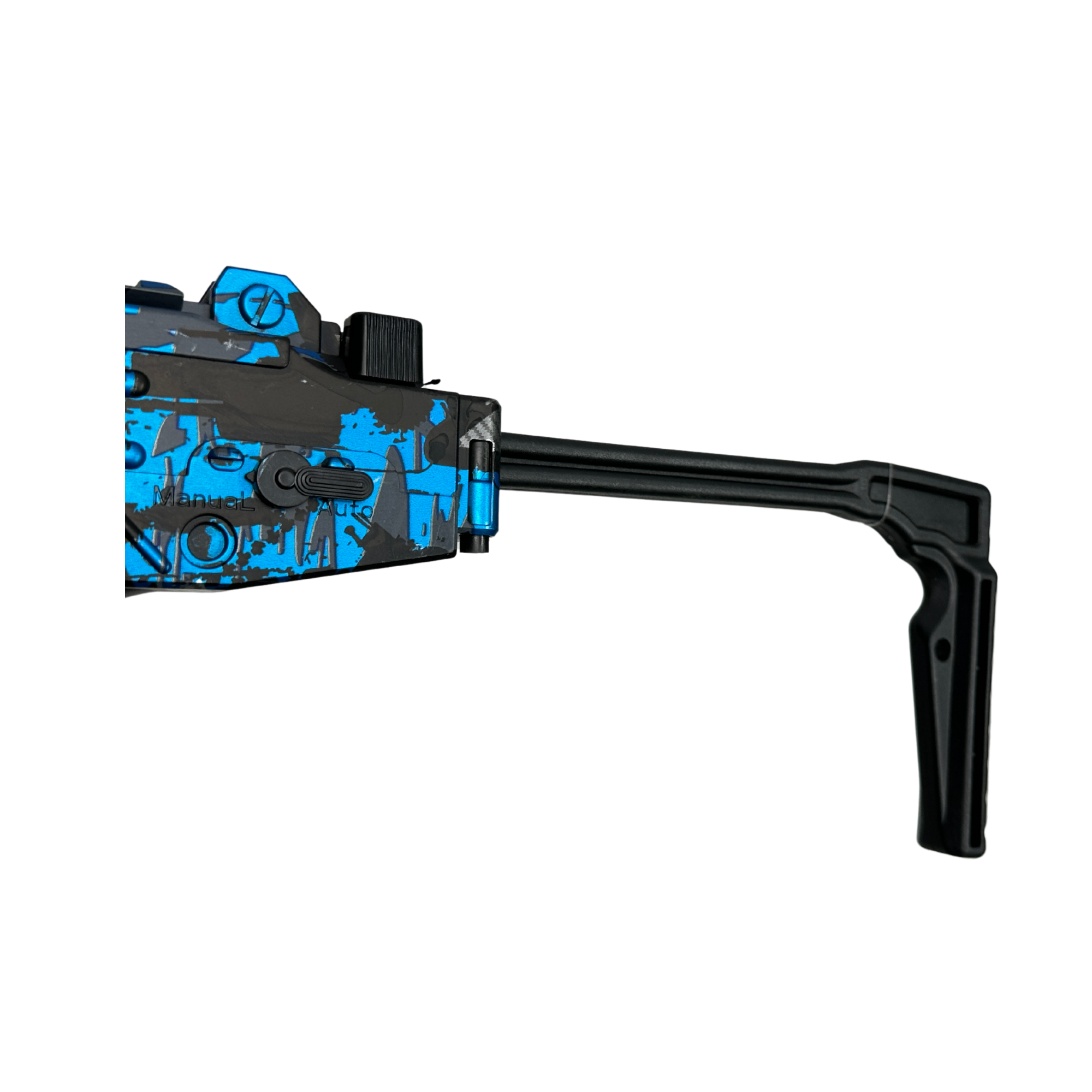Kids Electric Flash MP9 SMG - Gel Blaster (Blue) - With a foldable stock for easy handling and the choice between electric or manual shooting, the MP9 is a versatile and fun blaster that's sure to thrill young enthusiasts in the world of gel blasting.