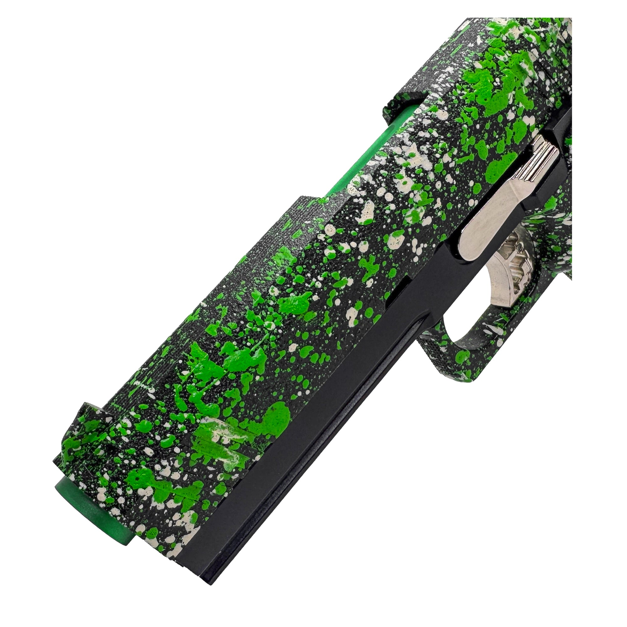 "Slime Gat" Competition 4.3 Custom Hi-Capa - Gel Blaster (Metal) - Packed with GBU performance mods and custom parts, the Slime Gat delivers unmatched style and an exceptional shooting experience.