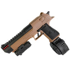 Desert Eagle Drum Mag Electric Blow Back Pistol - Gel Blaster - Rapid-fire blasting up to 20 metres Includes both Drum Mag and Standard Magazine Premium nylon construction for long-lasting strength Fires up to 20 rounds per second for nonstop action A high-quality, high-speed blaster that takes your backyard battles to the next level!