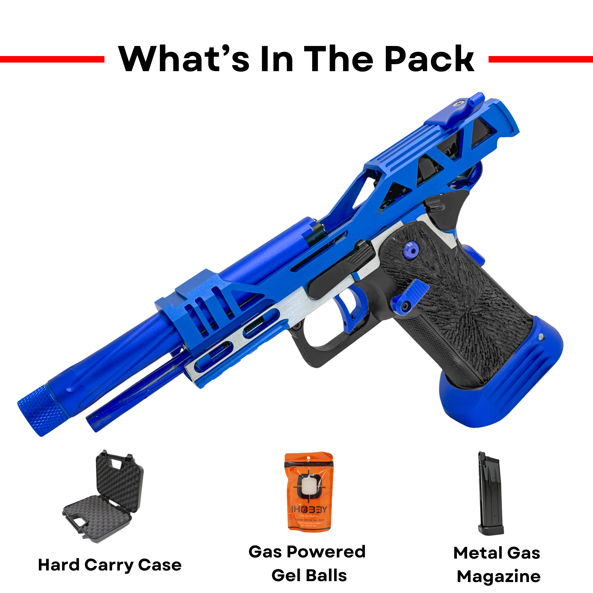 "Blue Magic" 5.1 Competition Custom Hi-Capa - Gel Blaster (Metal) - Its aluminum build ensures both speed and durability.