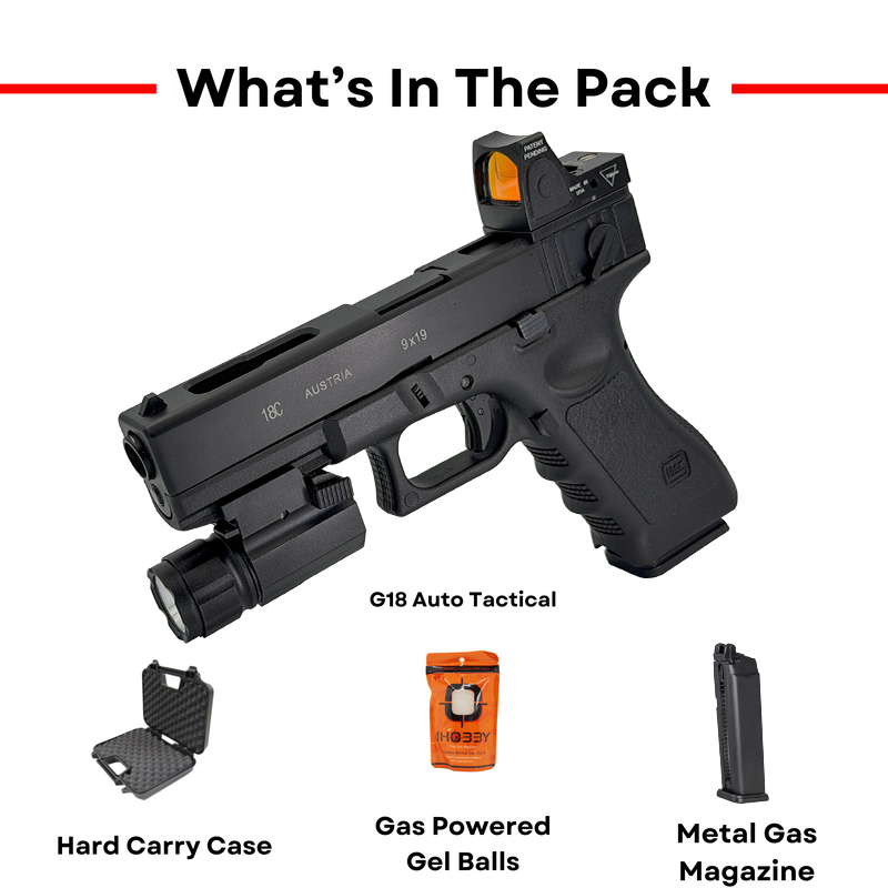 "G18 Auto Tactical" Competition Custom Pistol - Gel Blaster (Metal)