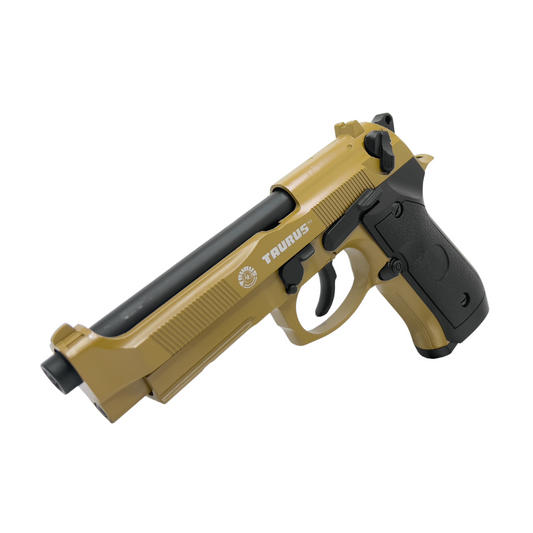 Tan Double Bell M92 Metal Green Gas Blowback Pistol - Gel Blaster