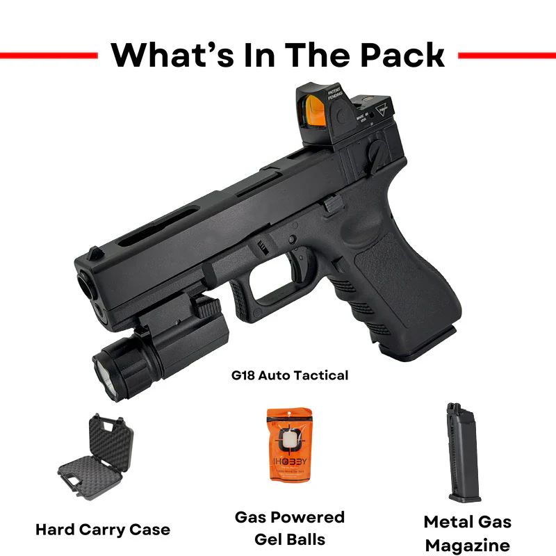 "G18 Auto Tactical" Competition Custom Pistol - Gel Blaster (Metal)