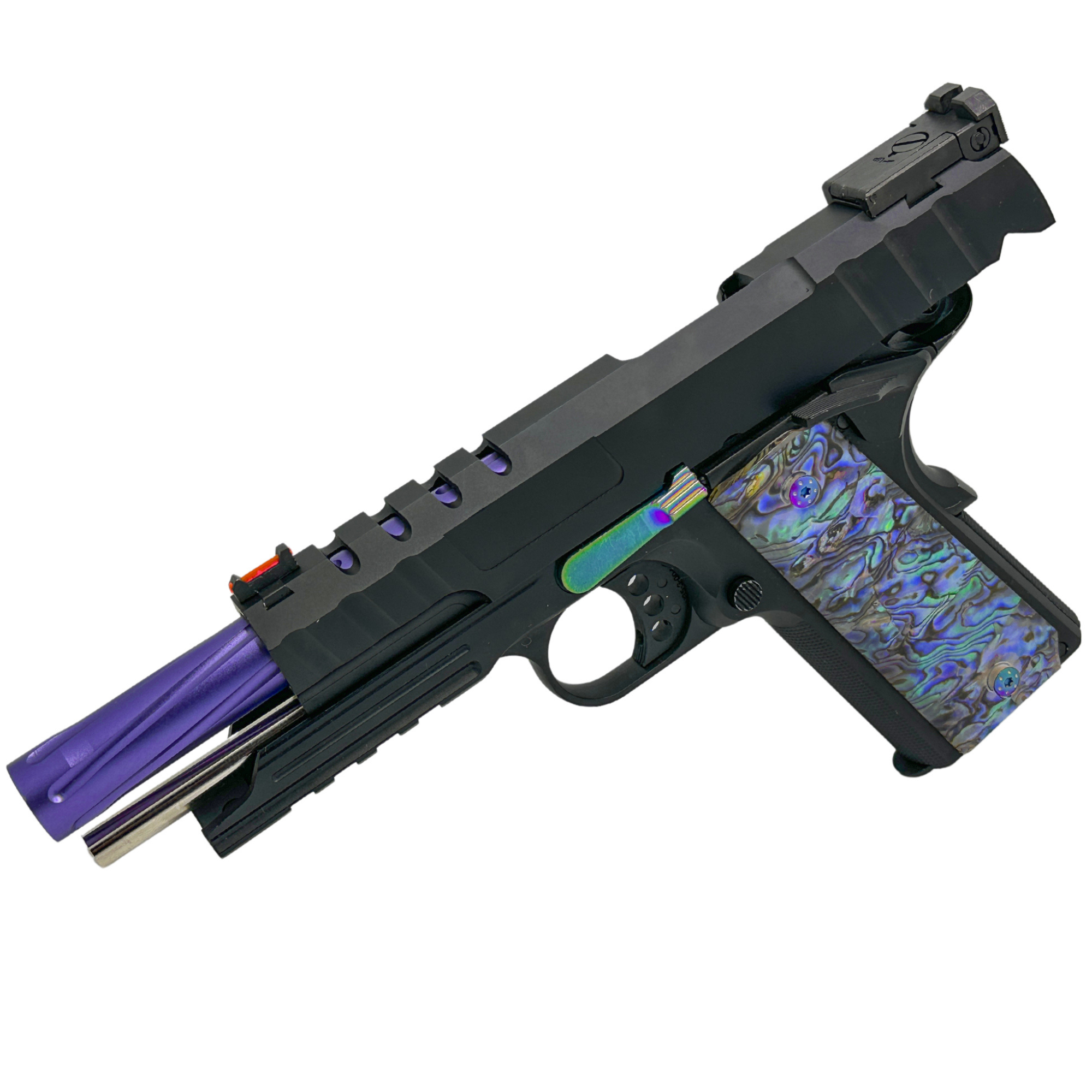 "1911 Pearl" Competition Custom Pistol - Gel Blaster (Metal) - Key Features "1911 Pearl" Custom Pistol - Solid shooting power and realistic functionality - Metal Construction for lightweight competition gameplay - 25+ Meters shooting distance - Enhanced Performance with GBU custom modifications for the ultimate experience.