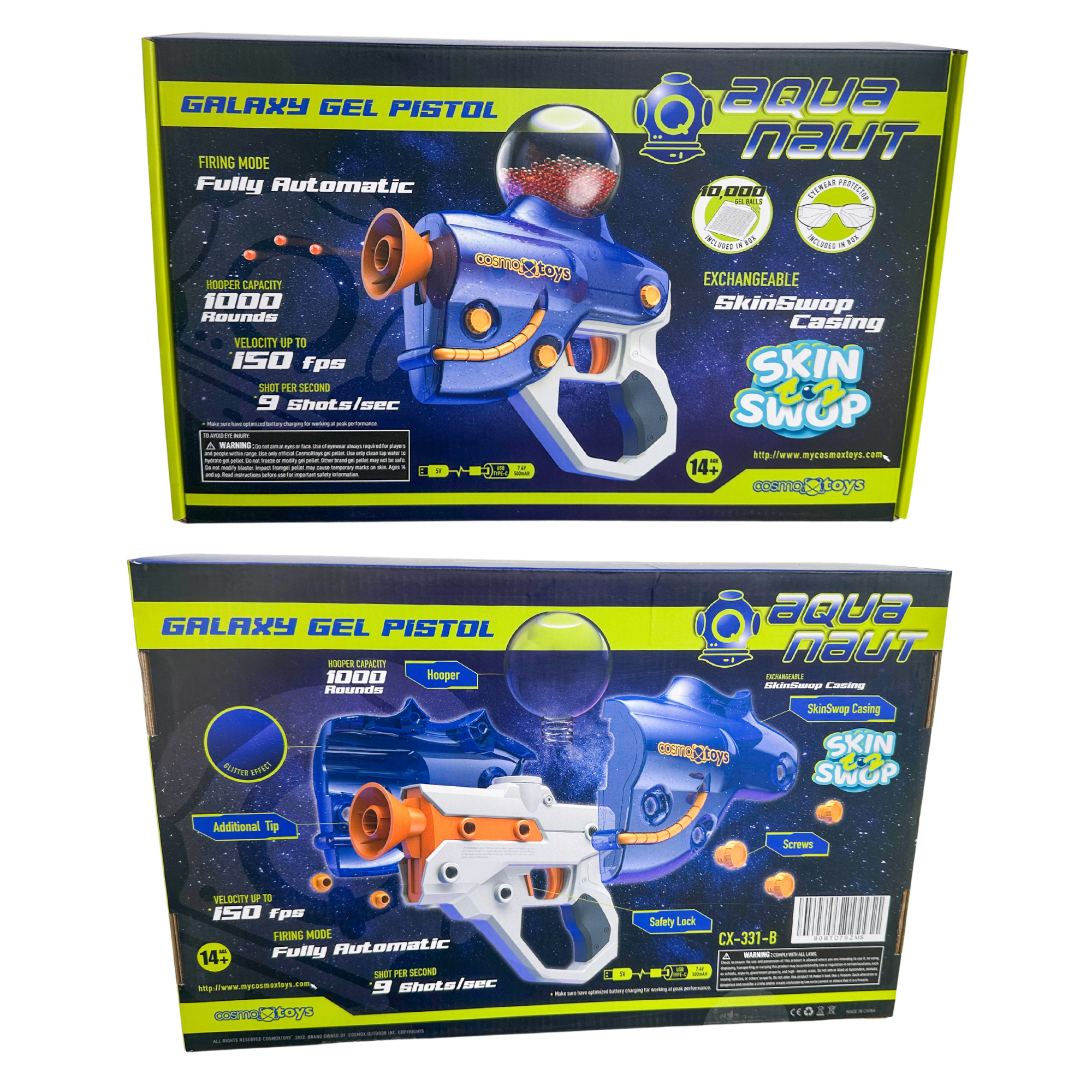 CosmoX Aquanaut Sci-Fi Pistol - Gel Blaster (Blue)