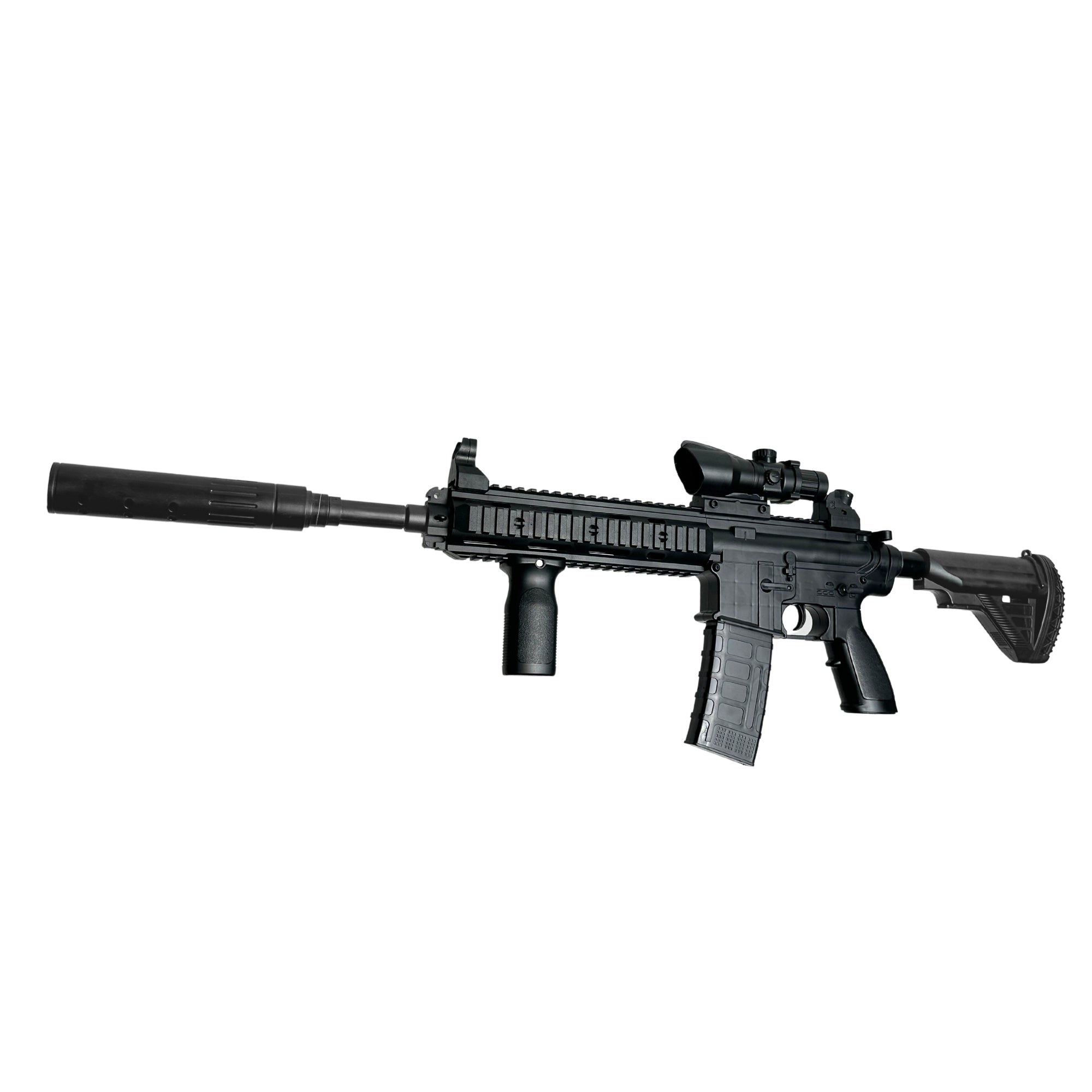 Kids HK416D Rifle - Gel Blaster (BLACK) - With a powerful shooting capacity of up to 200 fps and a range of up to 15 meters, this gel blaster is compact, sleek and powerful.