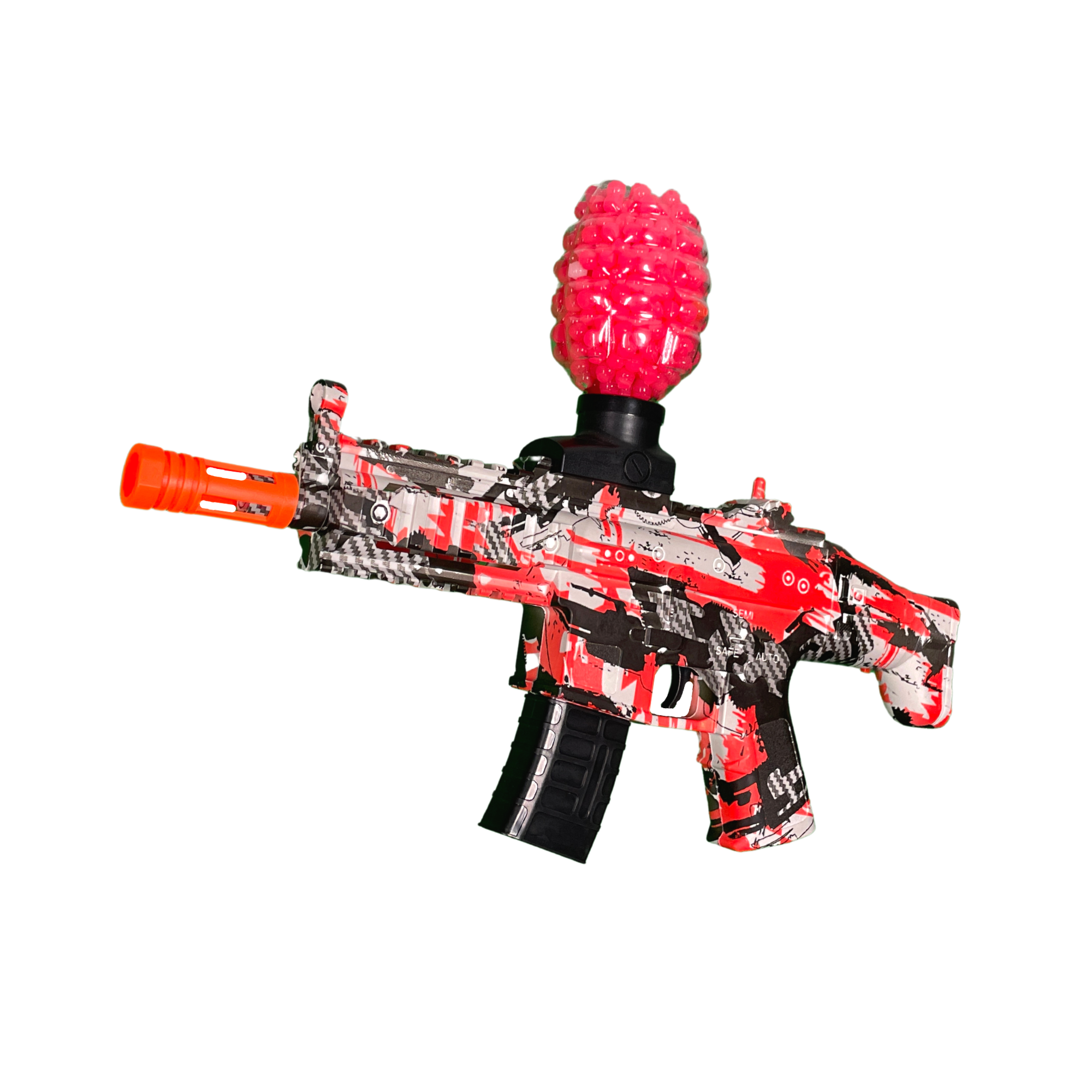 Kids Electric Scar Hopper Fed Rifle (Red)  - Gel Blaster - Introducing the all-new Kids Electric Scar Hopper-Fed Gel Blaster, the ultimate fun companion for your little warriors!