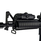 "Takedown Elite" Double Bell GBU Custom - Gel Blaster (Black) - Fitted with rugged tactical attachments adjustable stock, metal fore grip, suppressor, full length top rail and metal Holographic Sight its built for rapid target acquisition and aggressive play.