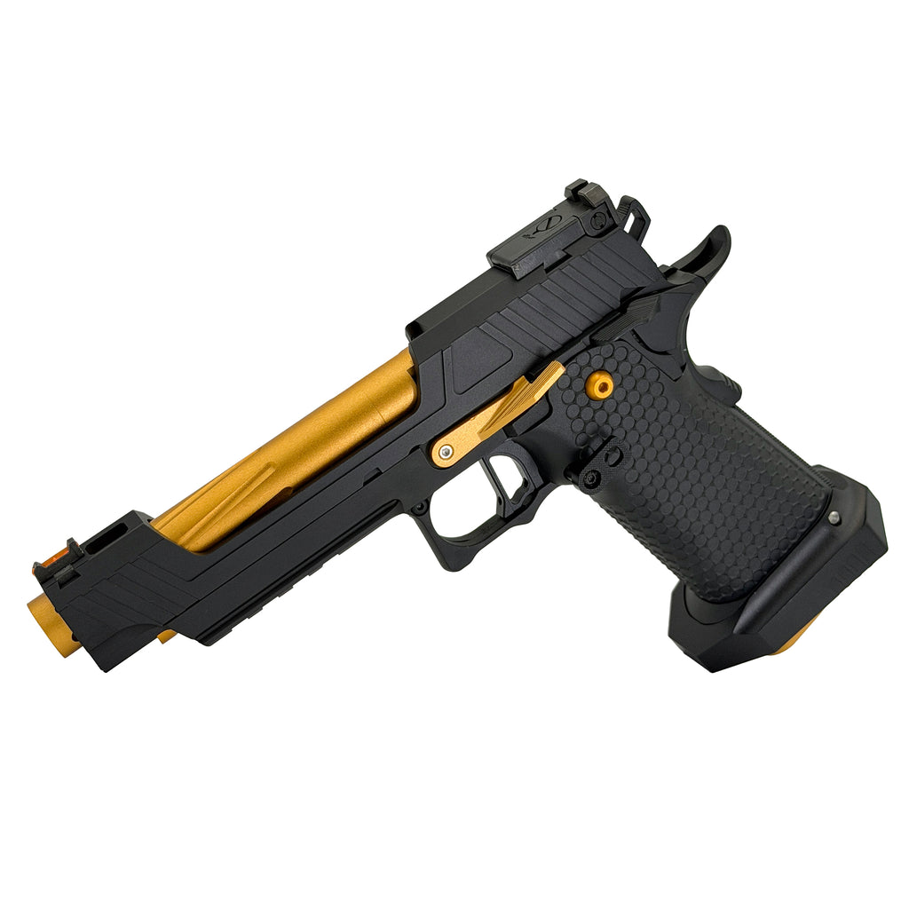 Royal Viper Hi Capa GBU Custom  Gel Blaster - Royal Viper Hi Capa GBU Custom  Gel Blaster combines sleek matte black styling with striking gold accents for a premium competition look.