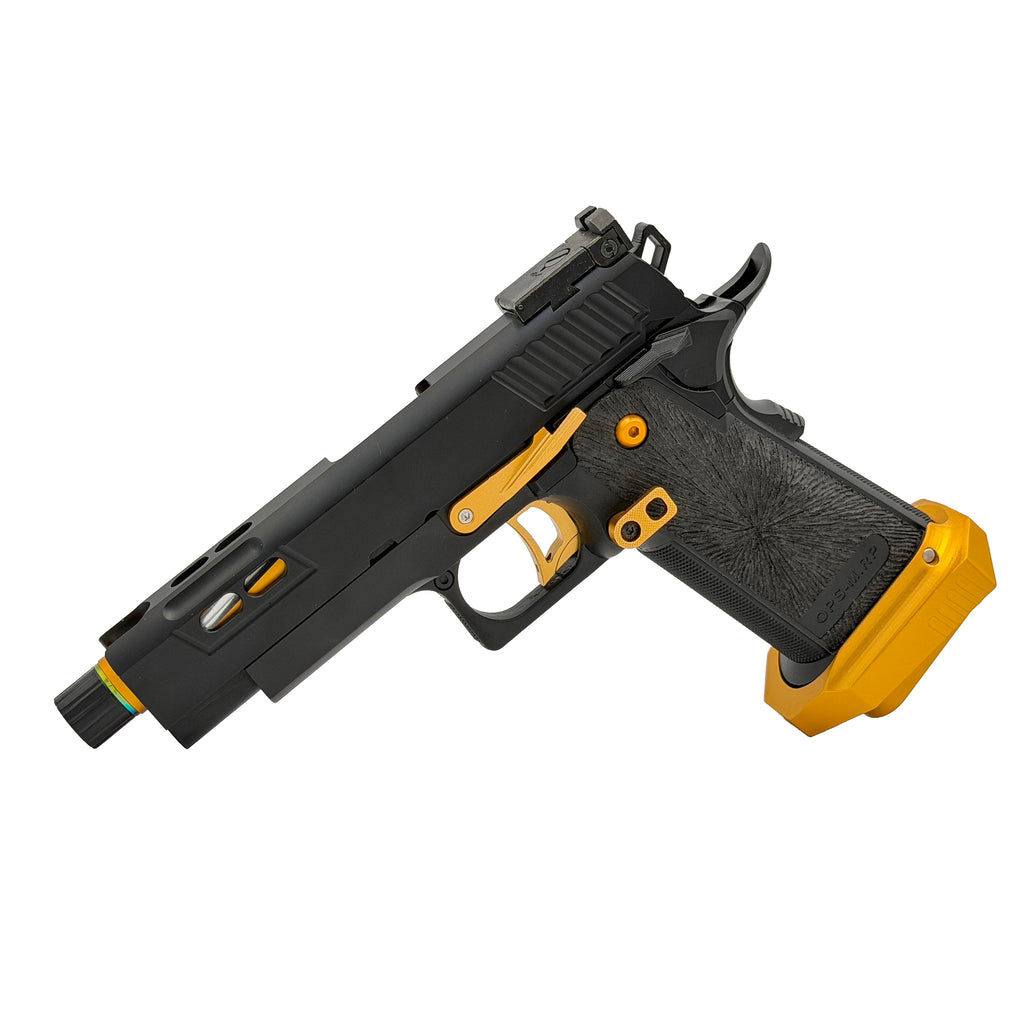 Golden Phantom Hi Capa GBU Custom  Gel Blaster - Golden Phantom Hi Capa GBU Custom  Gel Blaster pairs a stealth matte black finish with premium gold accents for a sharp, competition ready look.