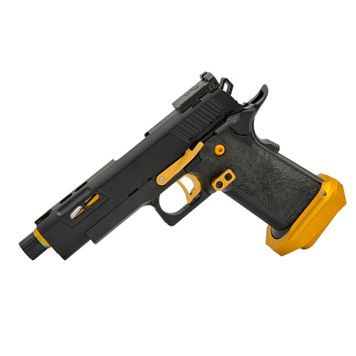 Golden Phantom Hi Capa GBU Custom  Gel Blaster - Golden Phantom Hi Capa GBU Custom  Gel Blaster pairs a stealth matte black finish with premium gold accents for a sharp, competition ready look.