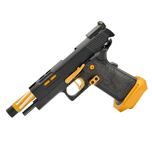 Golden Phantom Hi Capa GBU Custom  Gel Blaster - Tuned for fast cycling, crisp recoil and lightning quick reloads, this custom sidearm delivers smooth control, sharp response and elite field performance.
