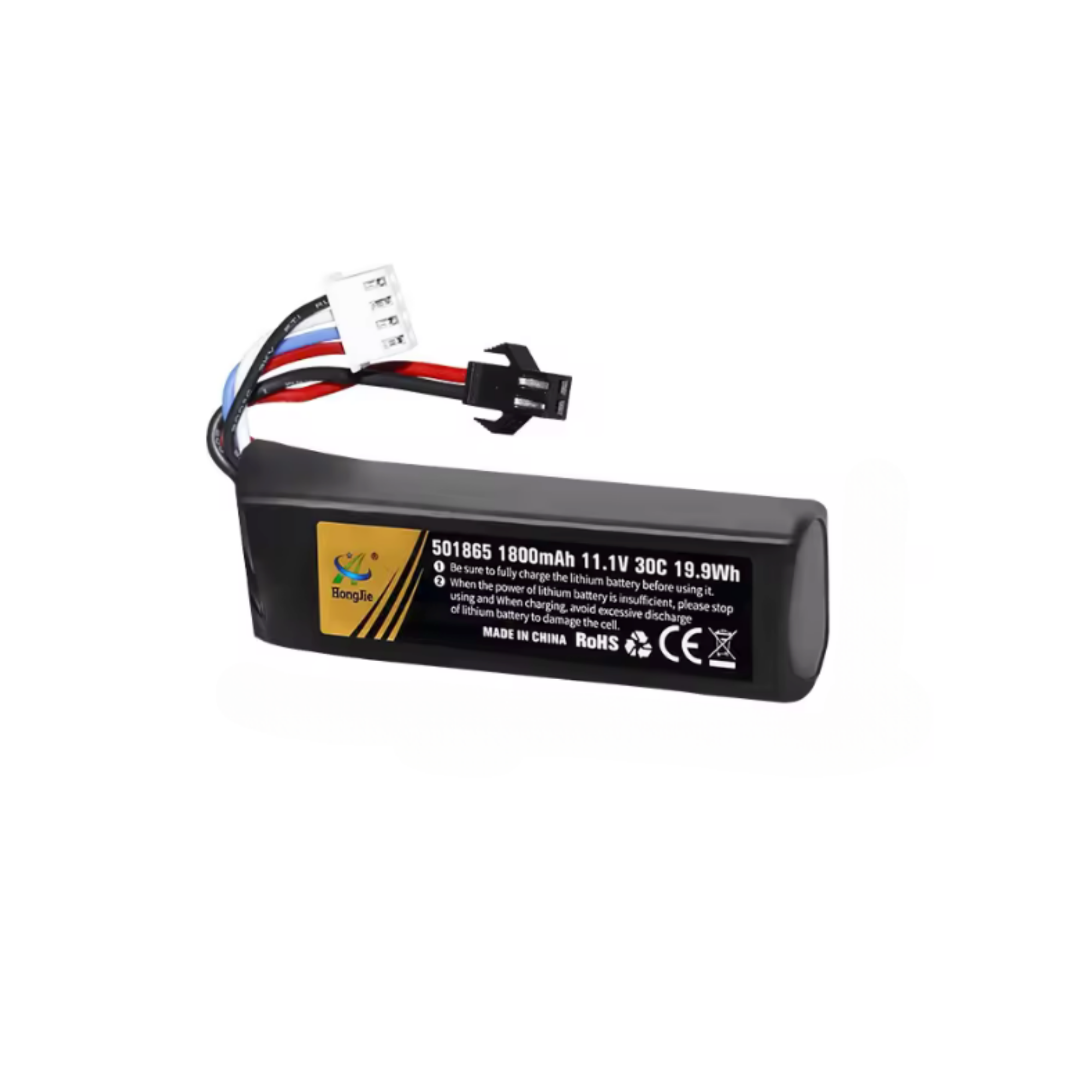 Hongjie 11.1V Short Cell High Discharge 1800 mAh JST Battery