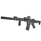 GBU MK1L- Custom - Gel Blaster - The Wells GBU MK1Lis a compact, battle ready gel blaster built for close quarters combat, featuring a hardened nylon body and a full metal gearbox for rugged reliability.It comes fitted with an adjustable butt-stock, metal Sentry Ops suppressor, Daniel Defence style fore grip and a metal 552 holographic sight with front and rear backup irons for fast target acquisition.