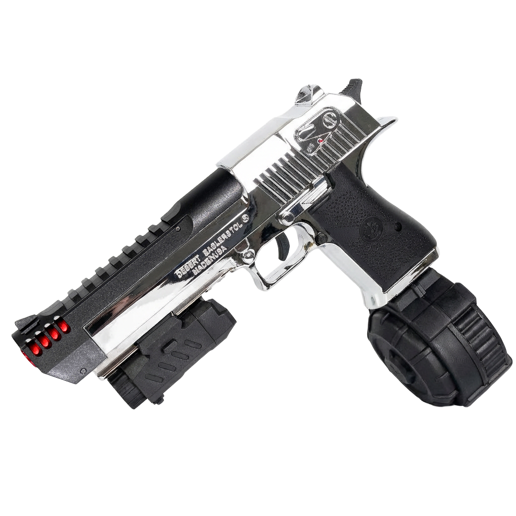 Black Desert Eagle Drum Mag Electric Blow Back Pistol - Gel Blaster