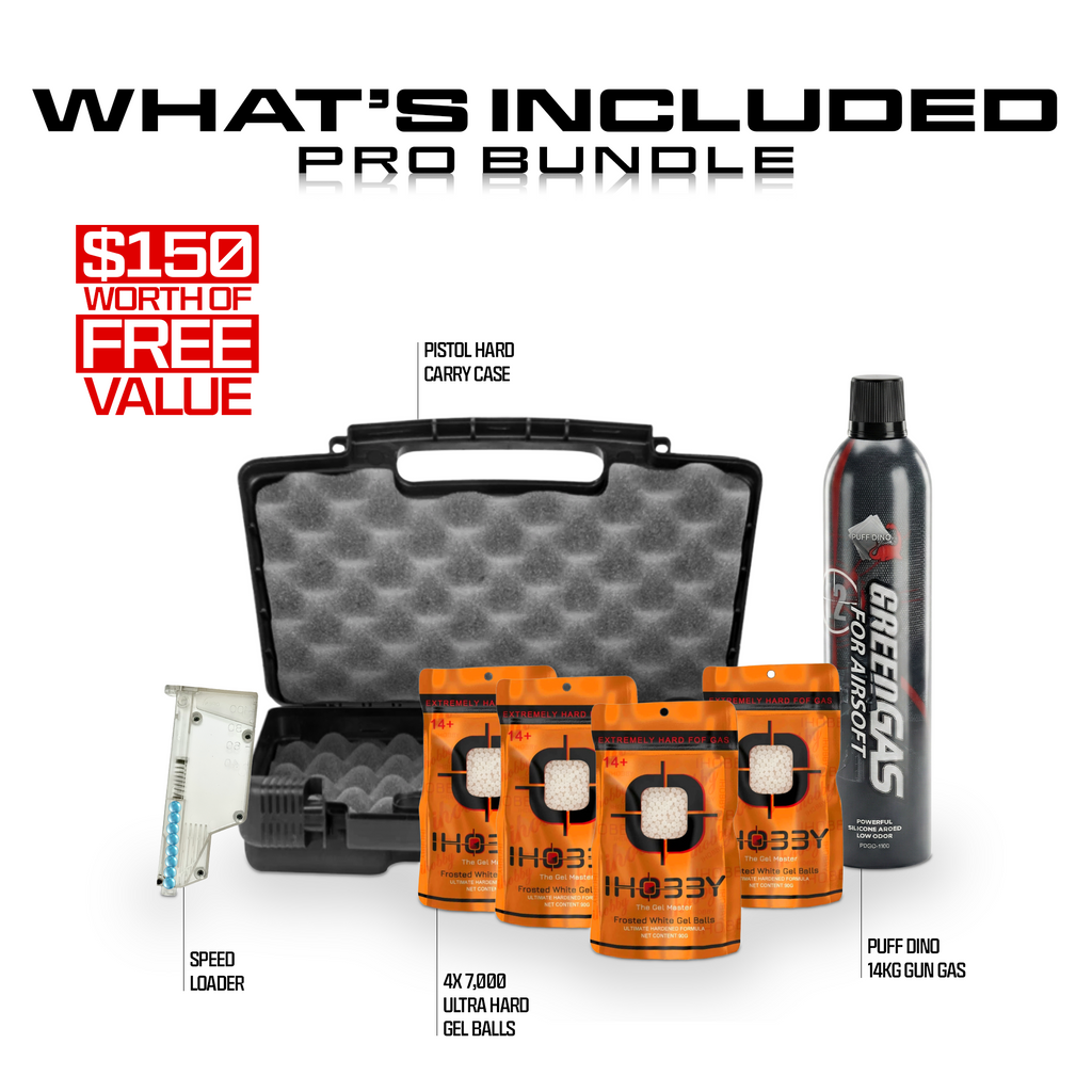 Double Bell 766 G-Series Pro Bundle - Get locked and loaded with our best-selling gas pistolpaired with a full Pro Starter Kit, saving you over $150!This bundle is your all-in-one ticket to elite gameplay but once its gone, its gone.