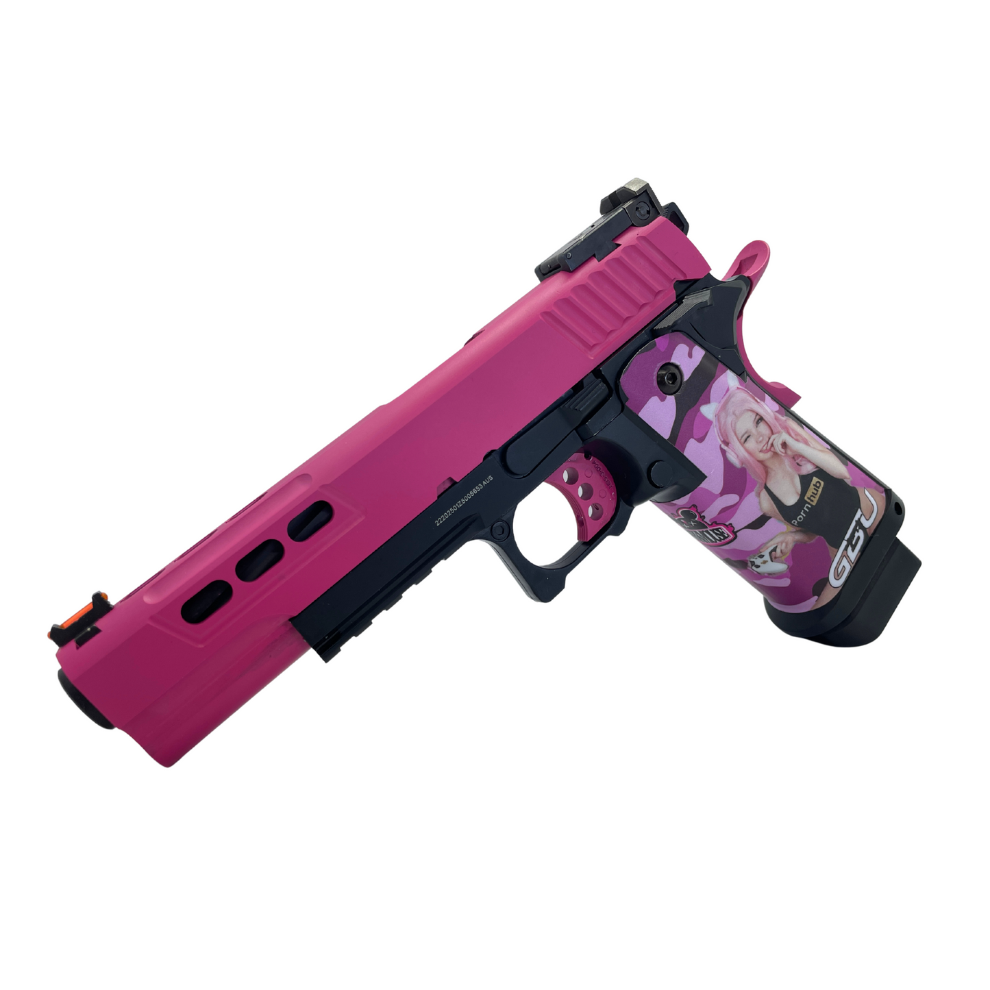 Custom "Hot Pink" Cerakoted G/E 5.1 Hi-Capa Gas Pistol - Gel Blaster