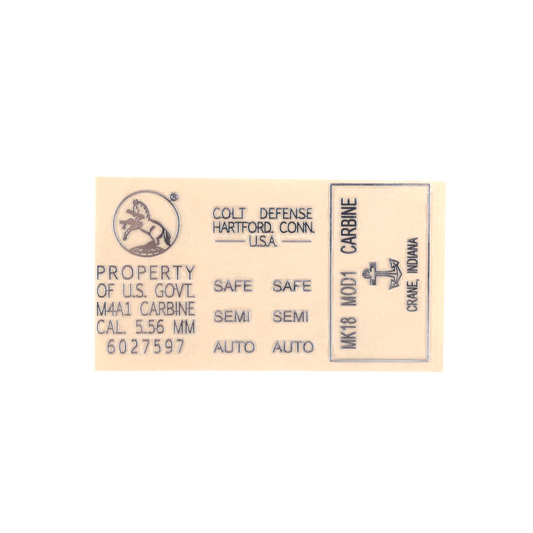M4 Metal Gold US Receiver Stickers