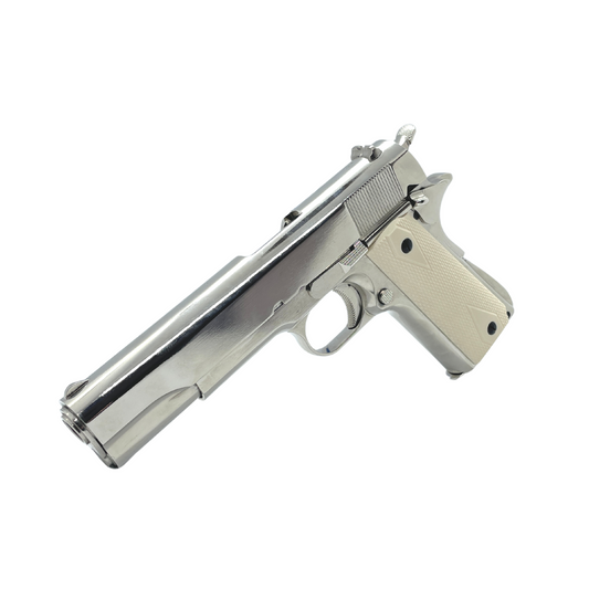 Nickel Plated Ivory 3305 Custom G/E 1911 Gas Pistol - Gel Blaster