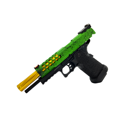 Custom Painted G/E G3399 Hi-Capa Hex Green Gas Pistol - Gel Blaster