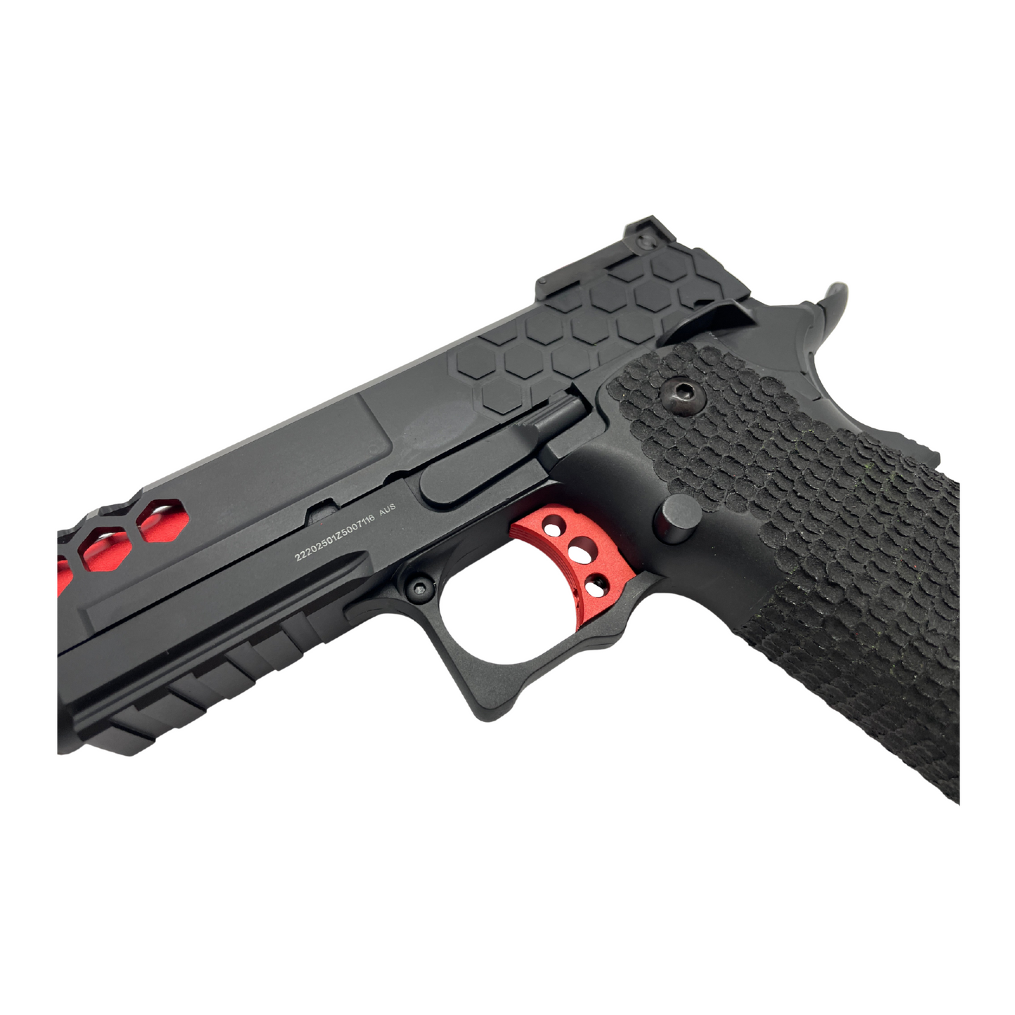 Custom Black and Red G/E G3399 Hi-Capa Gas Pistol - Gel Blaster