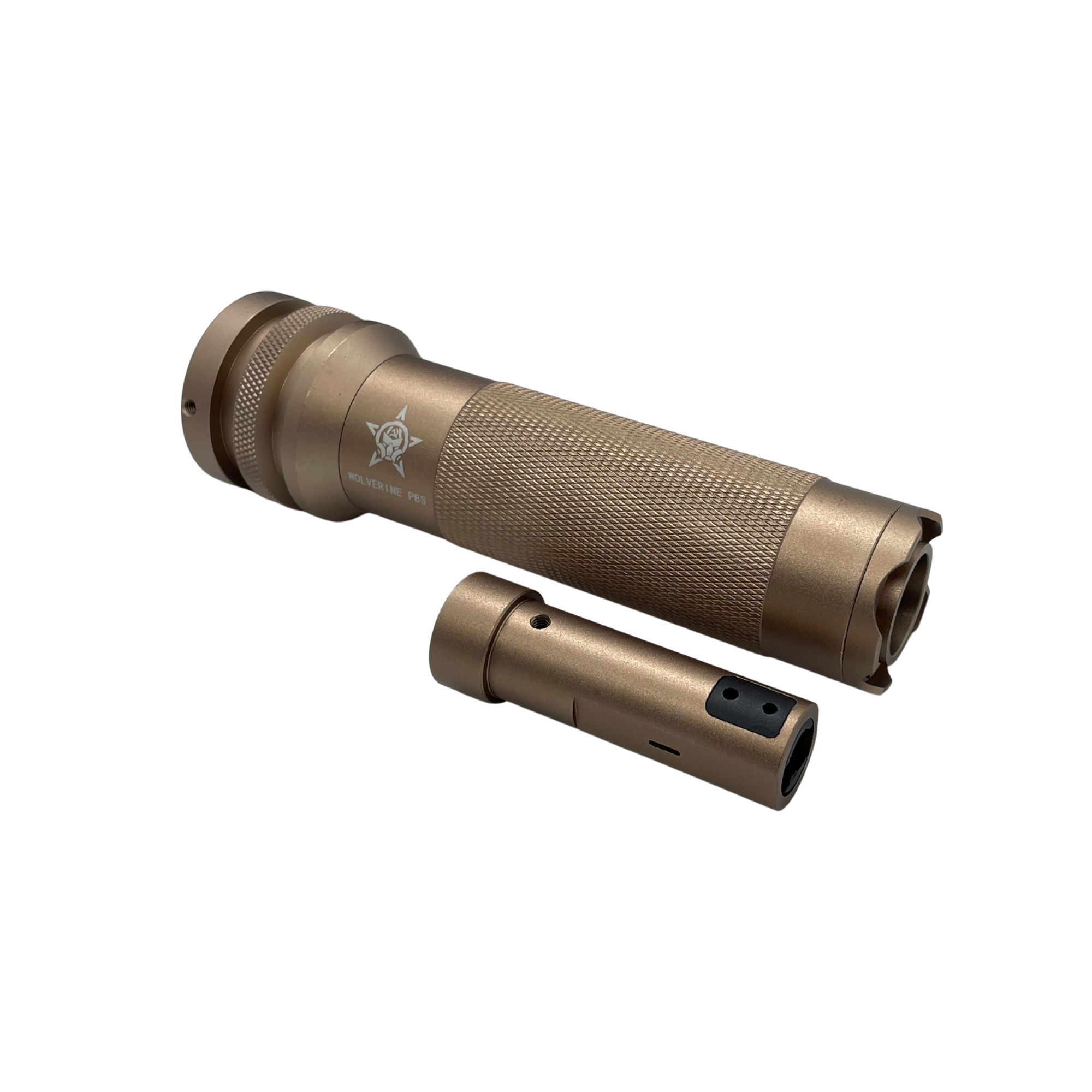 Razor X Threaded Wolverine PBS Suppressor/ Hop Up Kit - This suppressor with a Razor X hop up gives you the best of both worlds with a very aggressive look when it comes to field play.