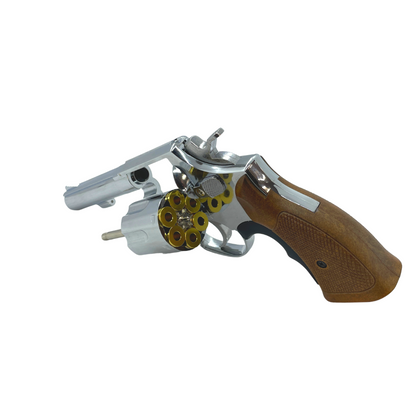 Double Bell Stubby M10 Chrome Green Gas Revolver - Gel Blaster