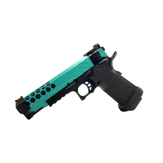 Aqua Custom Painted G/E G3399 Hi-Capa Hex Green Gas Pistol - Gel Blaster