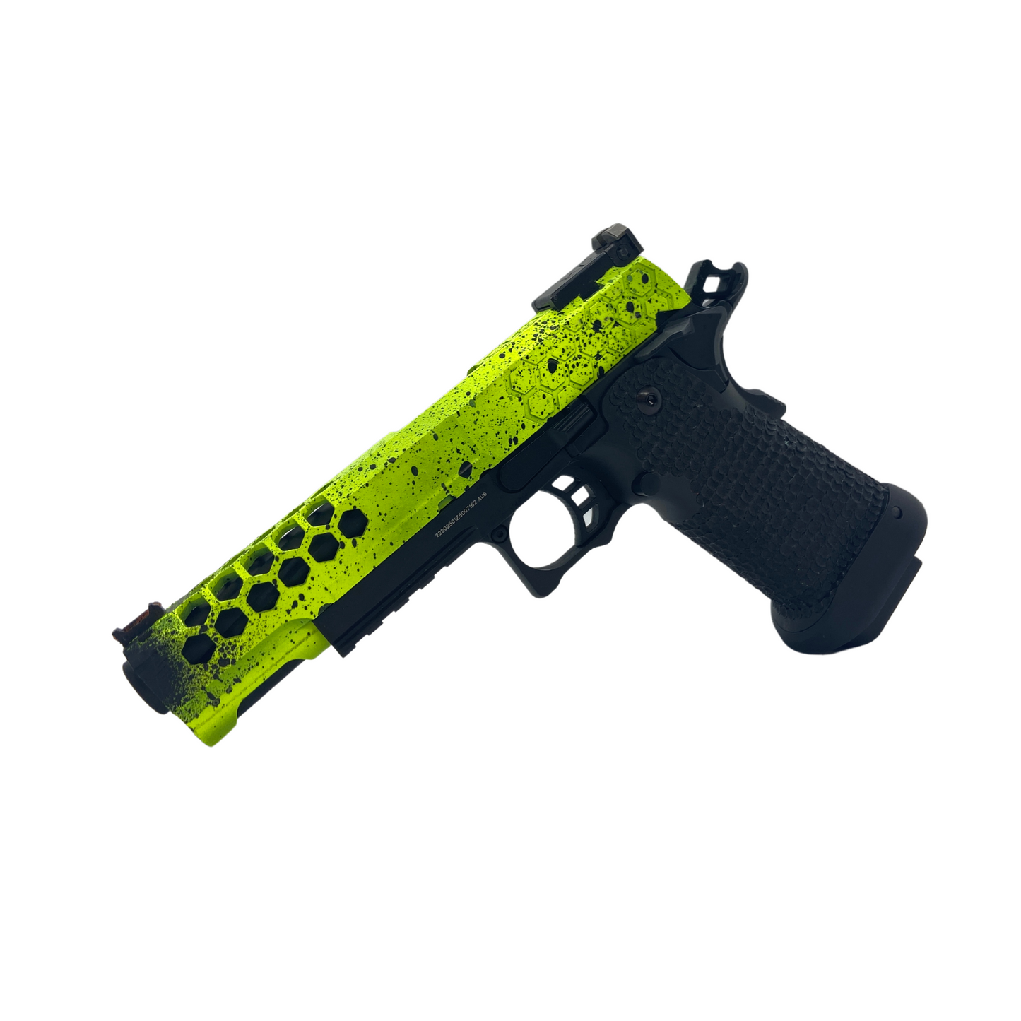 Neon Yellow G/E G3399 Hi-Capa Hex Green Gas Pistol - Gel Blaster