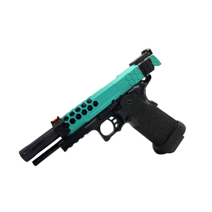 Aqua Custom Painted G/E G3399 Hi-Capa Hex Green Gas Pistol - Gel Blaster