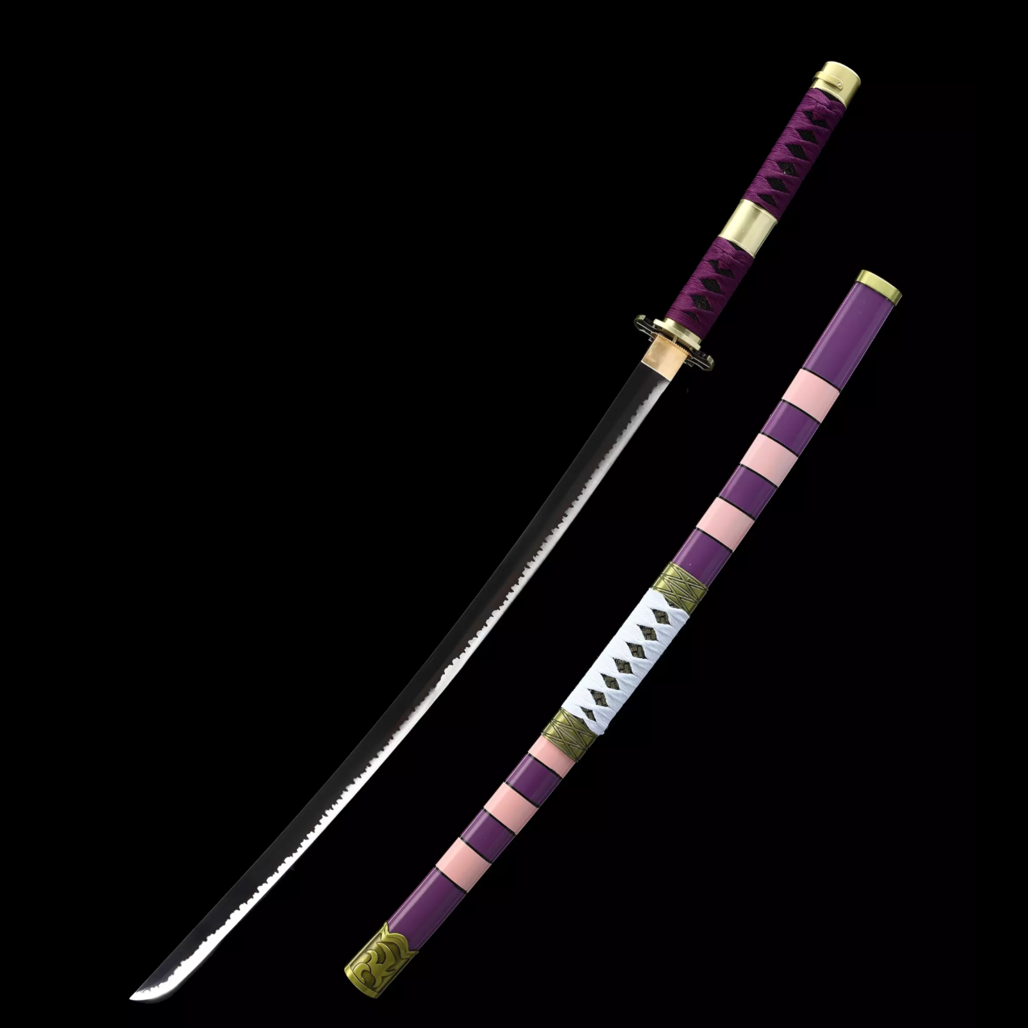 One Piece "Roronoa Zoro" Sandai Kitetsu Sword (Purple Version) - Crafted from the same steel as his mighty blade, this long sword is very durable.