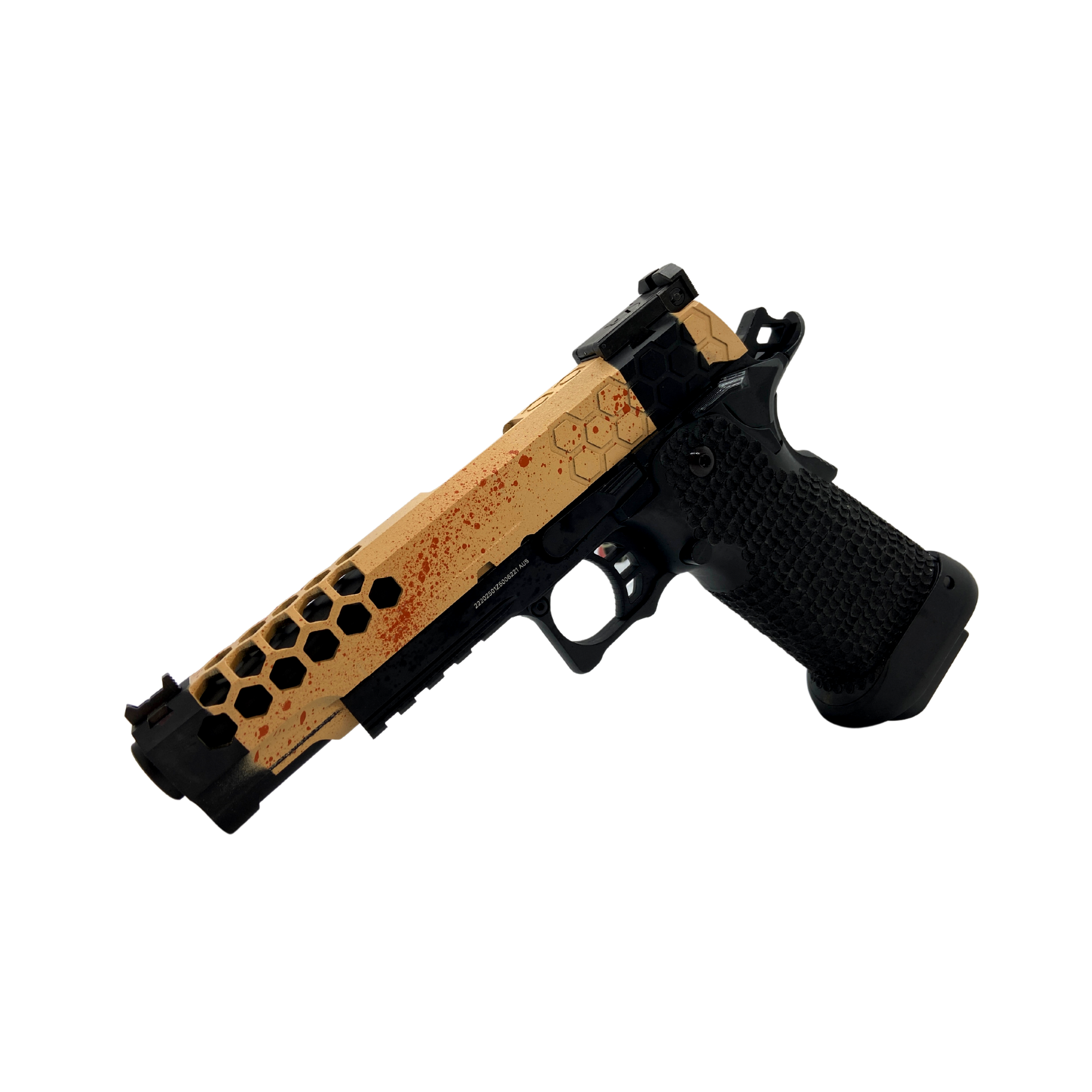 Blood Splat G/E G3399 Hi-Capa Hex Green Gas Pistol - Gel Blaster - The Golden Eagle G3399 Hi-Capa Hex Green Gas Pistol is ...