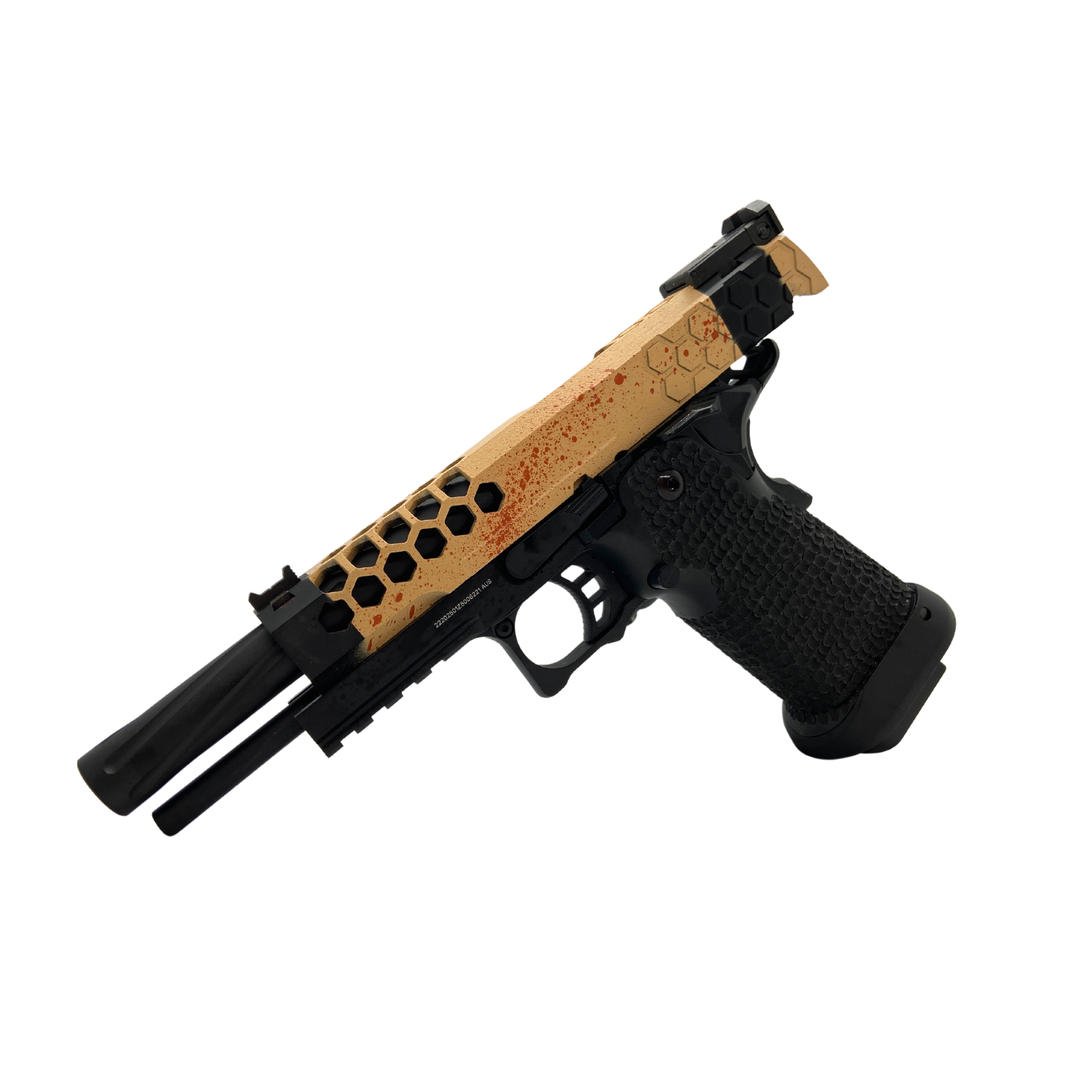 Blood Splat G/E G3399 Hi-Capa Hex Green Gas Pistol - Gel Blaster - The Golden Eagle G3399 Hi-Capa Hex Green Gas Pistol is ...