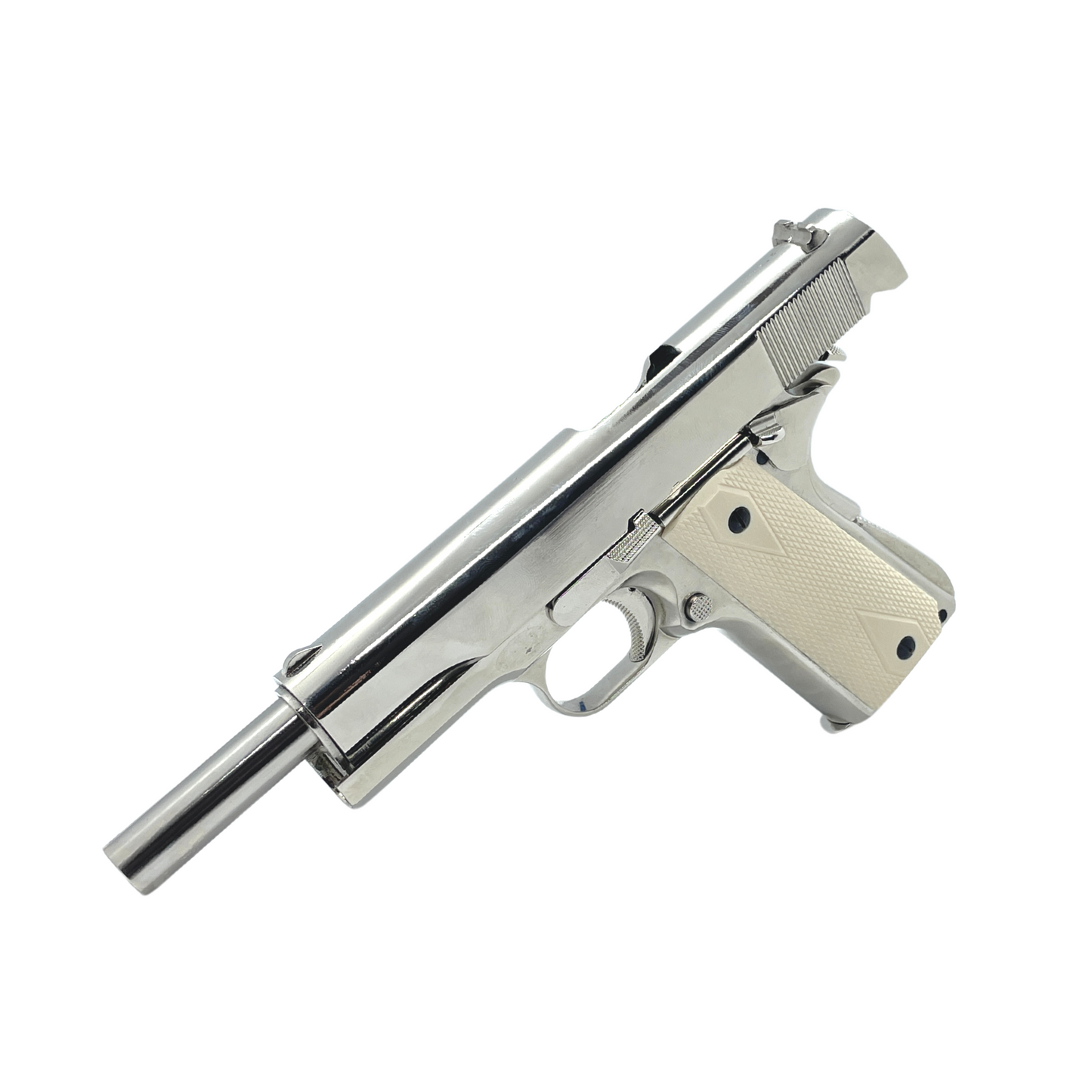 Nickel Plated Ivory 3305 Custom G/E 1911 Gas Pistol - Gel Blaster